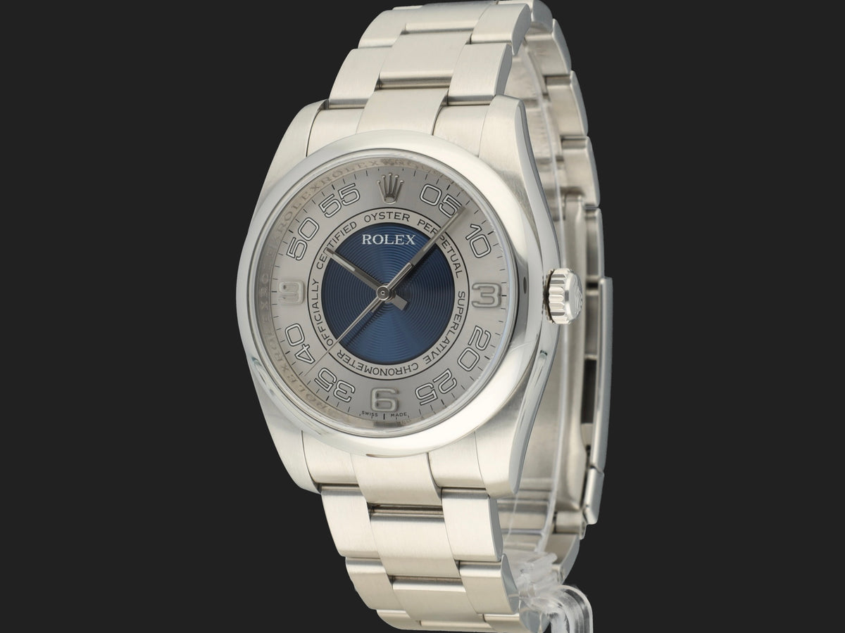 Rolex Oyster Perpetual Silver Blue Concentric Dial 116000 (1)