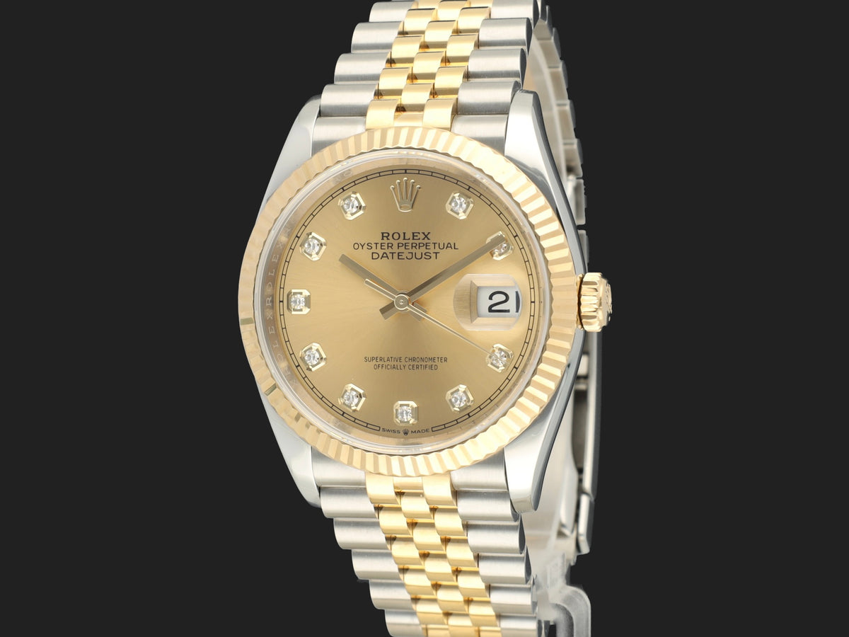 Rolex Datejust 36 Gold/Steel Champagne Diamond Dial 126233 (1)