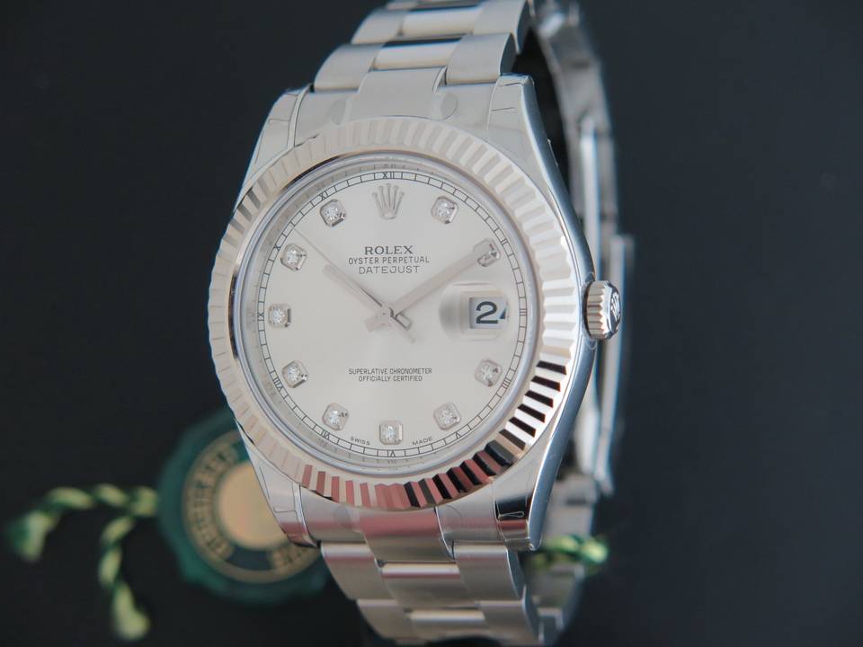 Rolex Datejust II Silver Diamond Dial 116334 NEW (1)