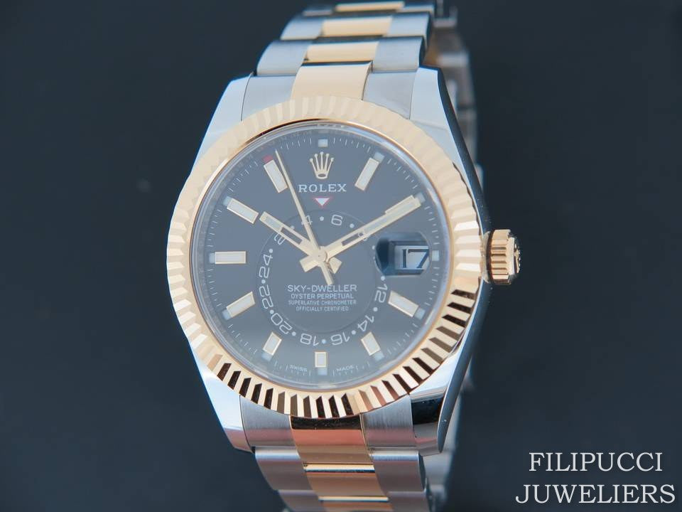 Rolex Sky-Dweller Gold/Steel Black NEW 326933 (1)
