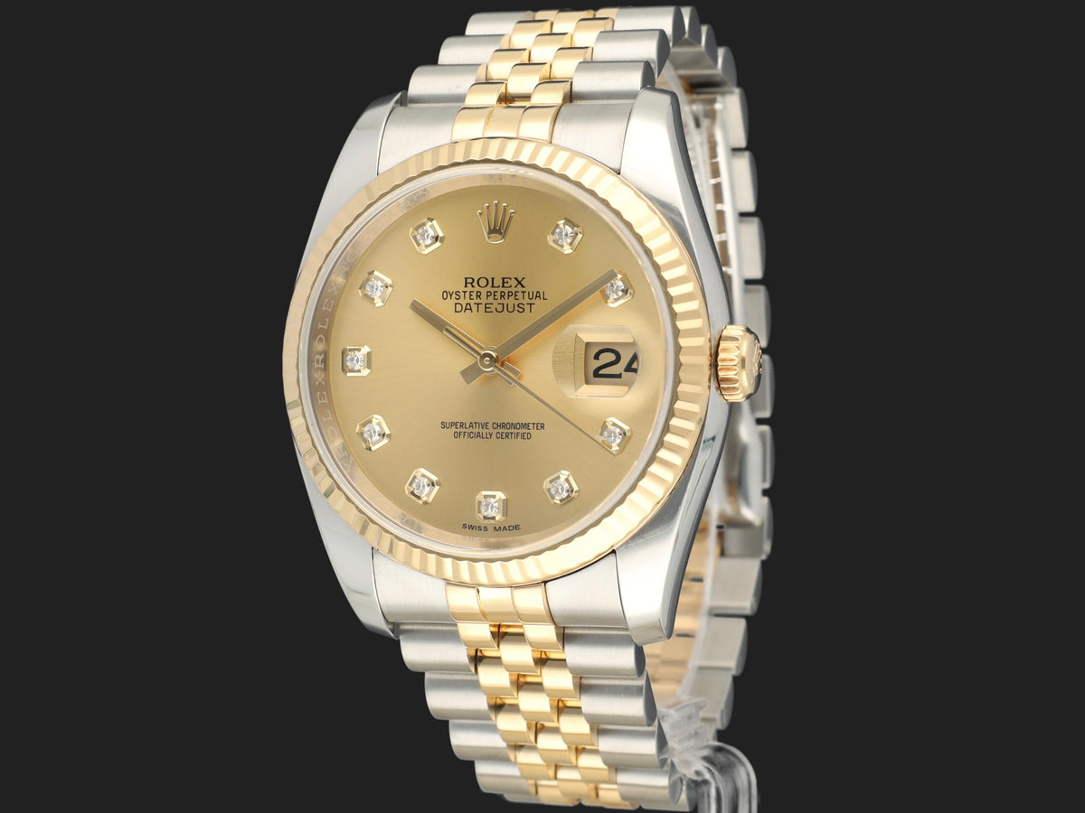 Rolex Datejust 36 Gold/Steel Champagne Diamond Dial 116233 (1)