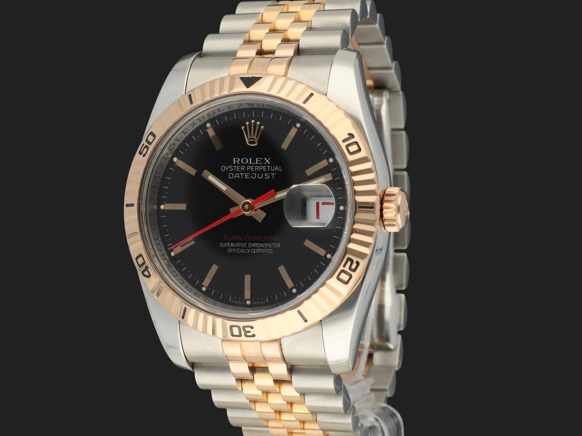 Rolex Datejust 36 Turn-O-Graph Rose Gold/Steel Black Dial 116261 (1)