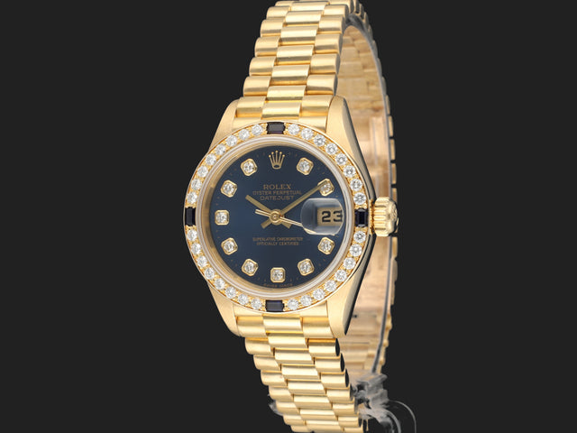 Rolex Lady-Datejust 26 Yellow Gold Sapphire & Diamond Bezel