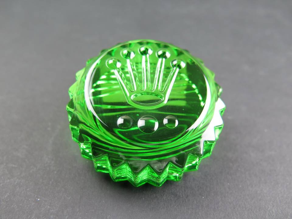 Rolex Paperweight green crystal Triplock (1)