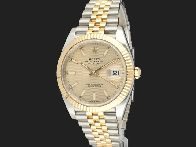 Rolex Datejust 41 Gold/Steel Champagne Fluted Motif Dial 126333