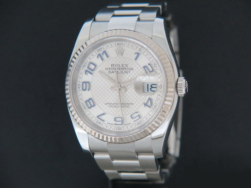 Rolex Datejust Silver Decorated Arab/Blue Dial 116234  (1)