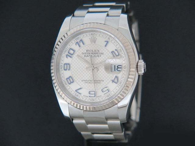 Rolex Datejust Silver Decorated Arab/Blue Dial