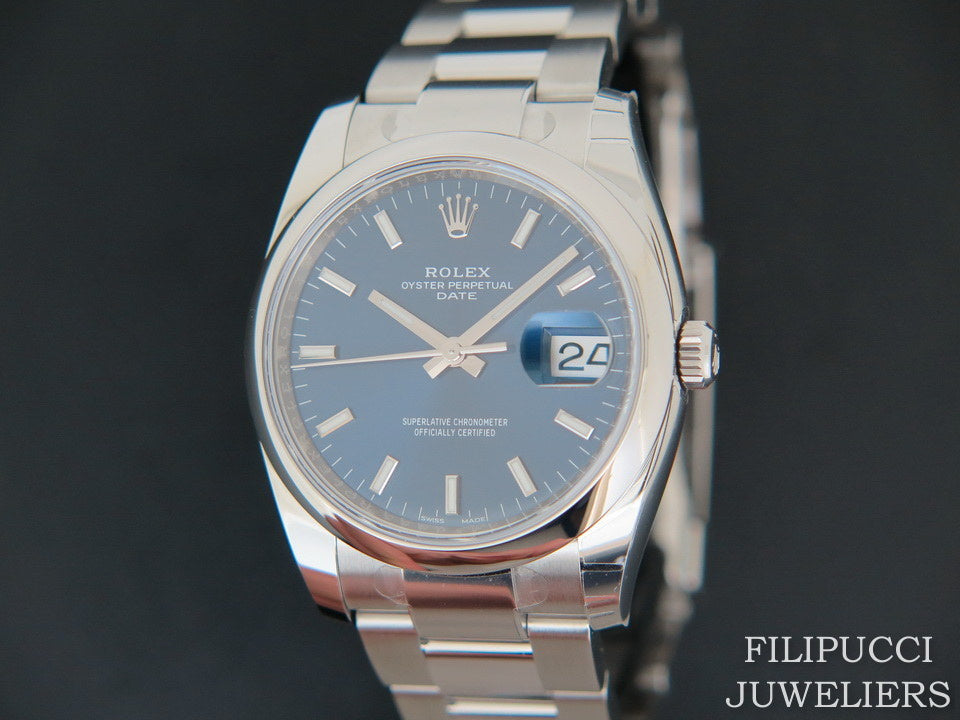 Rolex Date Blue Dial NEW 115200  (1)