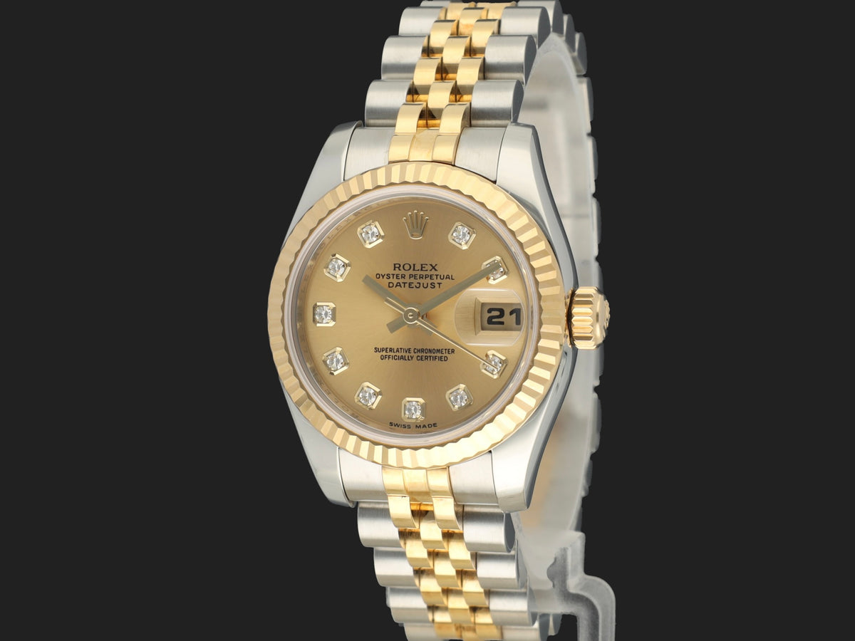 Rolex Lady-Datejust 26 Gold/Steel Champagne Diamond Dial 179173 (1)