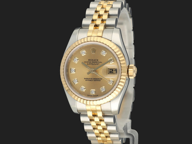 Rolex Lady-Datejust 26 Gold/Steel Champagne Diamond Dial