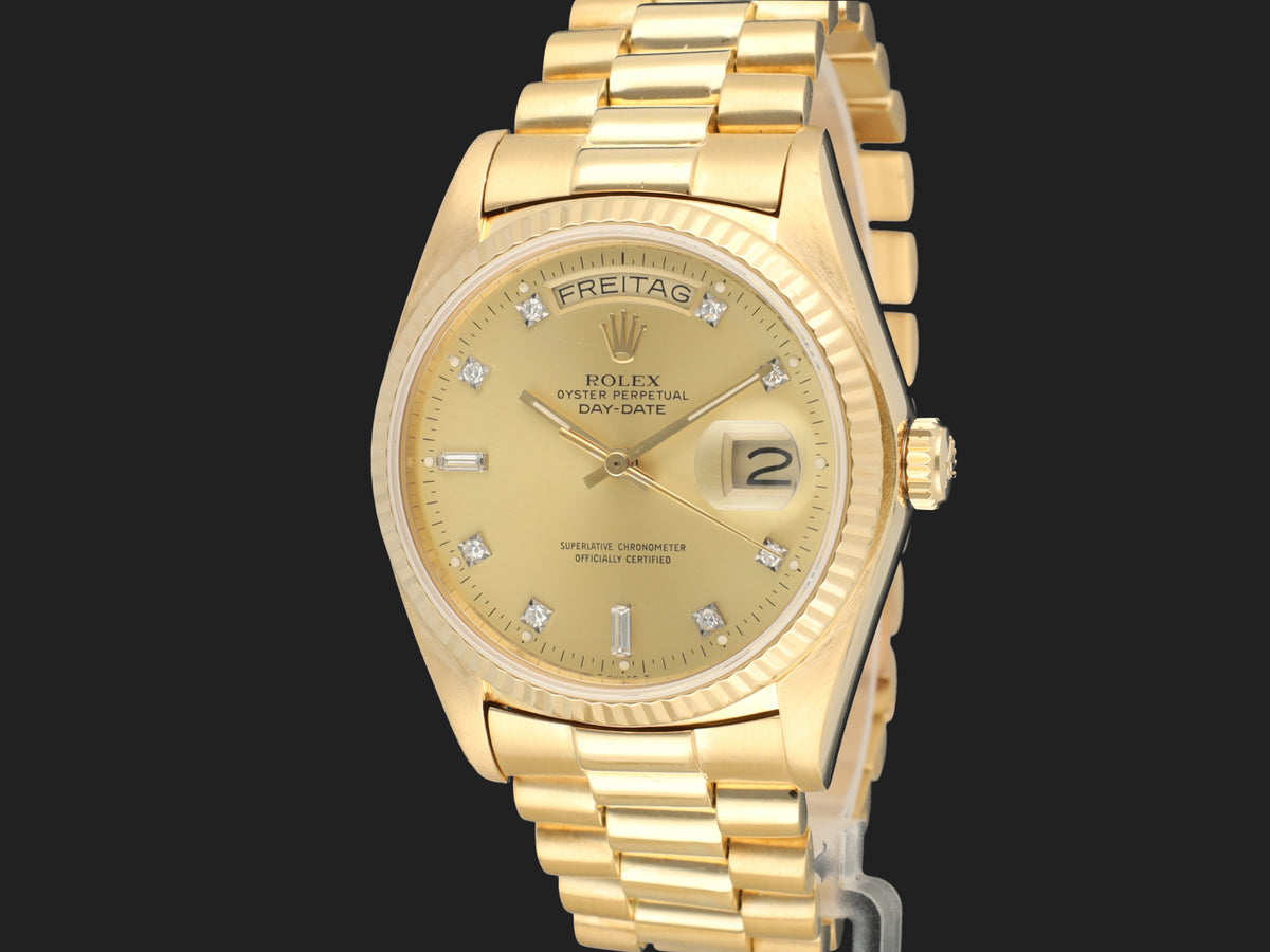 Rolex Day-Date 36 Yellow Gold Champagne Diamond Dial 18038  (1)