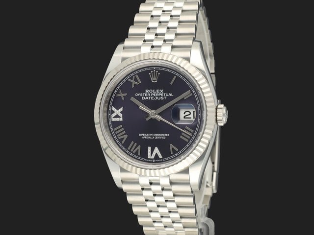 Rolex Datejust 36 Aubergine VI / IX Diamond Dial 126234 NEW