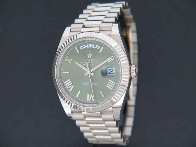 Rolex Day-Date White Gold 40 Green Dial 99% NEW