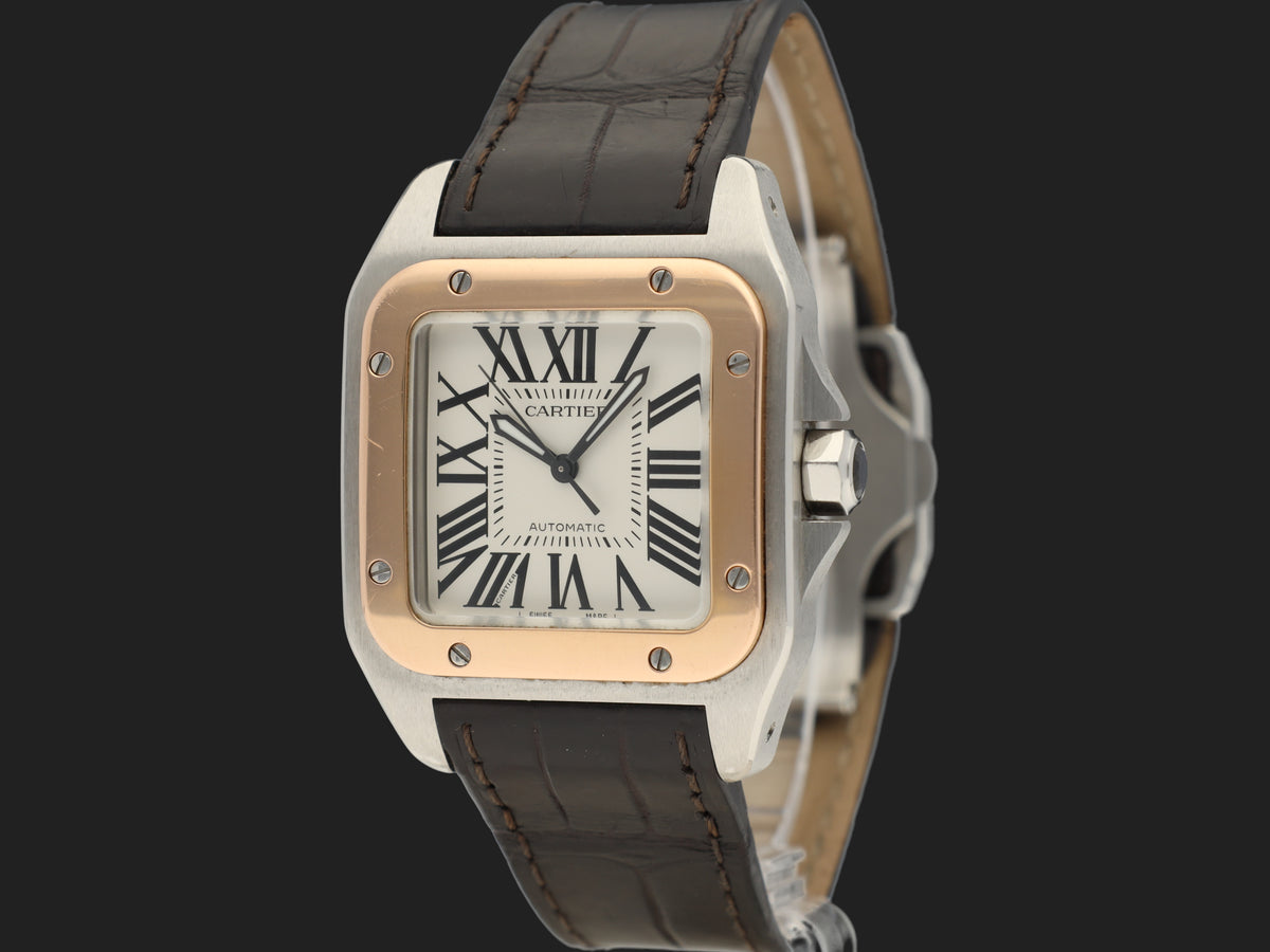 Cartier Santos 100 MM Rose Gold/Steel Automatic 2878 (1)