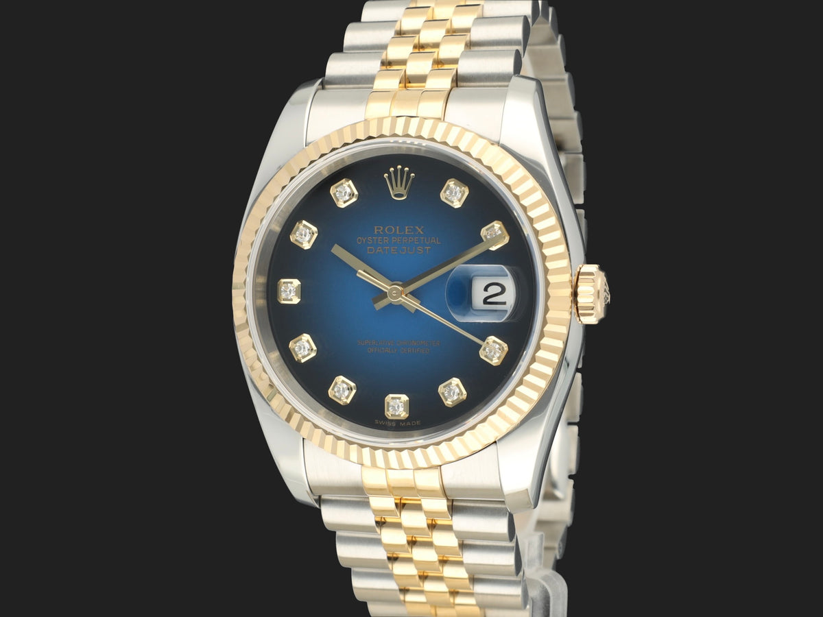 Rolex Datejust Gold/Steel Blue Vignette Diamond Dial 116233  (1)