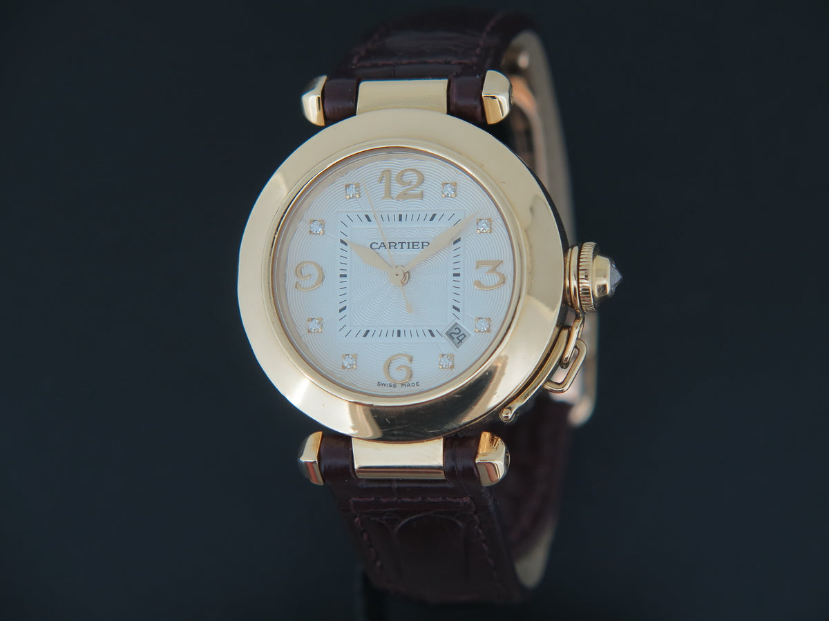Cartier Pasha Automatic Yellow Gold Silver Diamond Dial 2519 (1)