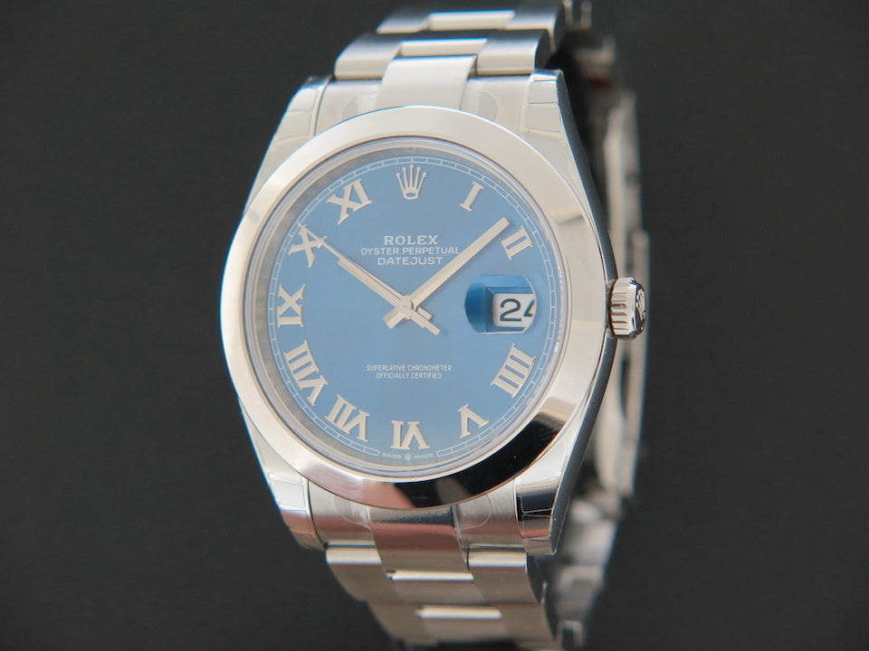 Rolex Datejust 41 Azzurro Roman Dial NEW 126300 FULL STICKERS (1)