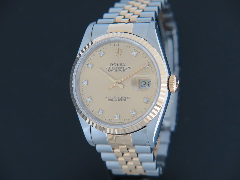 Rolex Datejust Gold/Steel 16233 Champagne Diamond Dial   (1)