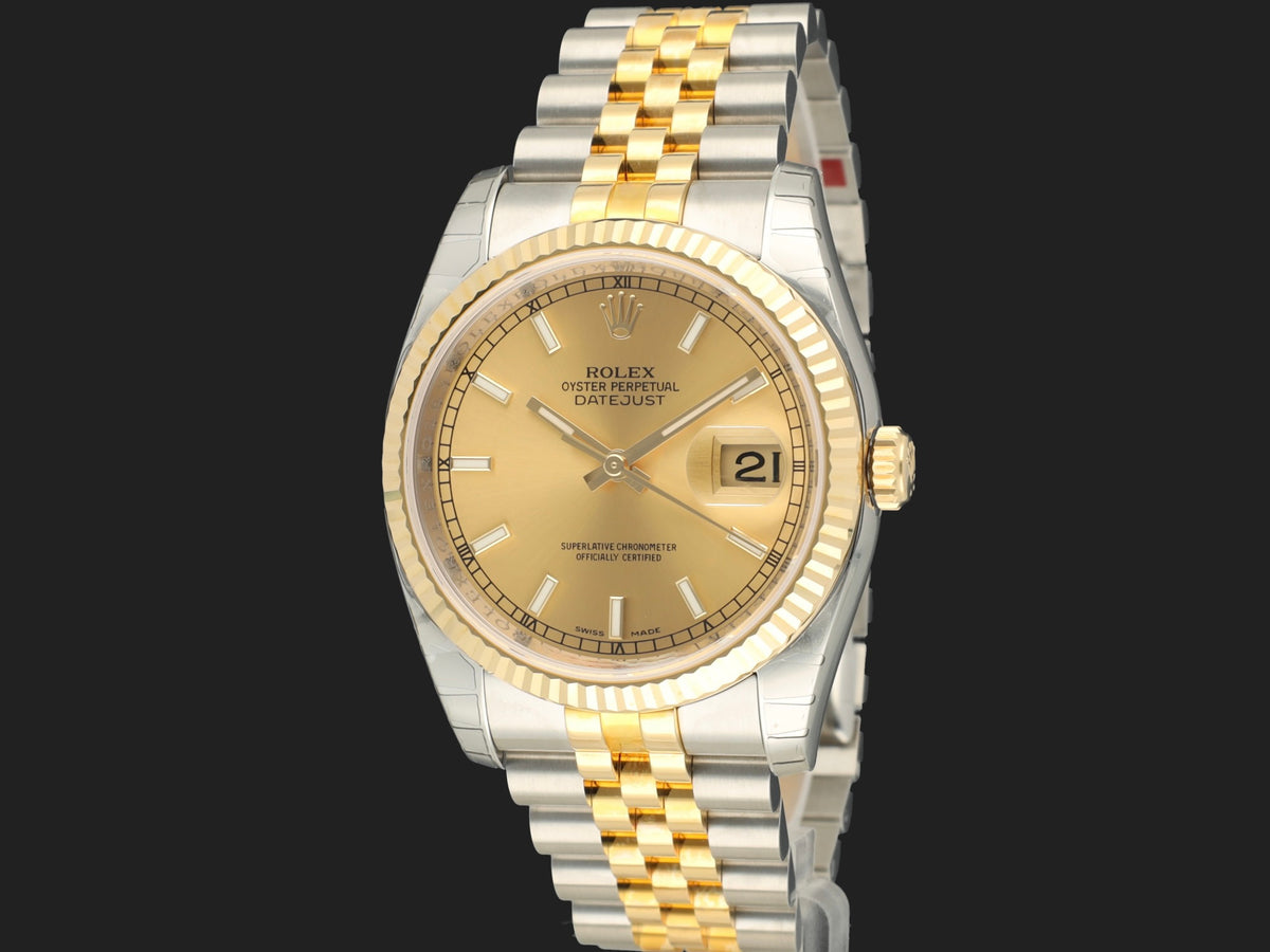 Rolex Datejust 36 Gold/Steel Champagne Stick Dial 116233 116233 (1)