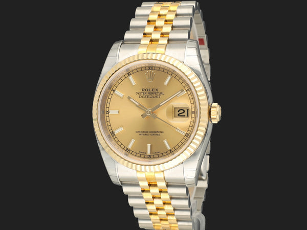 Rolex Datejust 36 Gold/Steel Champagne Stick Dial