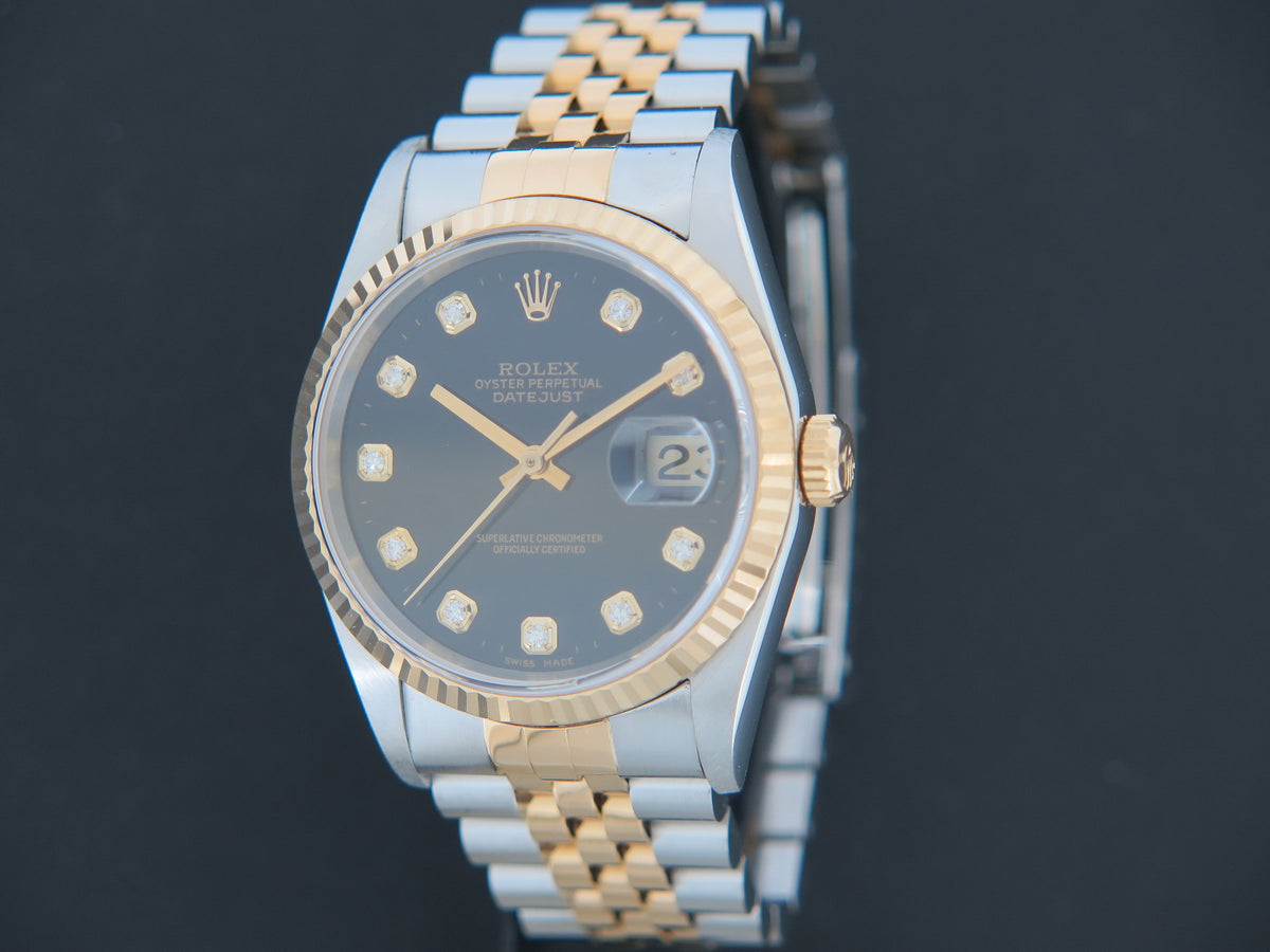Rolex Datejust Gold/Steel 16233 Black Diamond Dial (1)