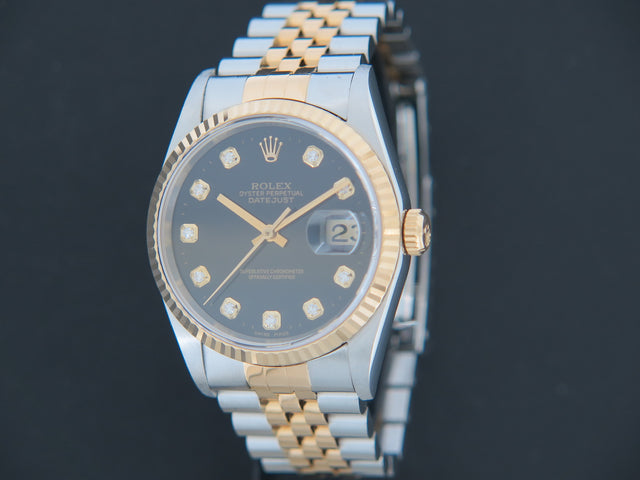 Rolex Datejust Gold/Steel Black Diamond Dial