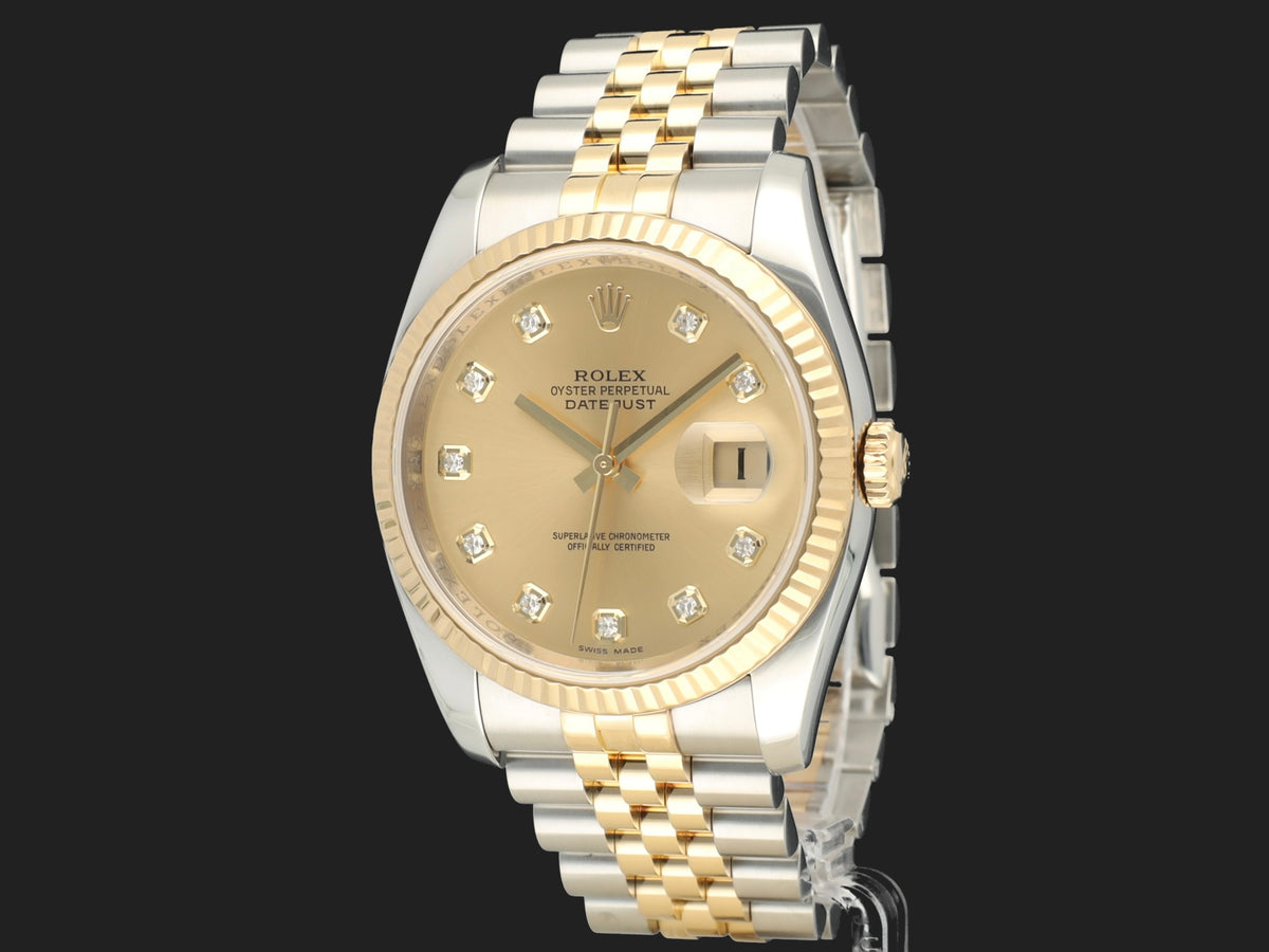 Rolex Datejust 36 Gold/Steel Champagne Diamond Dial 116233  (1)