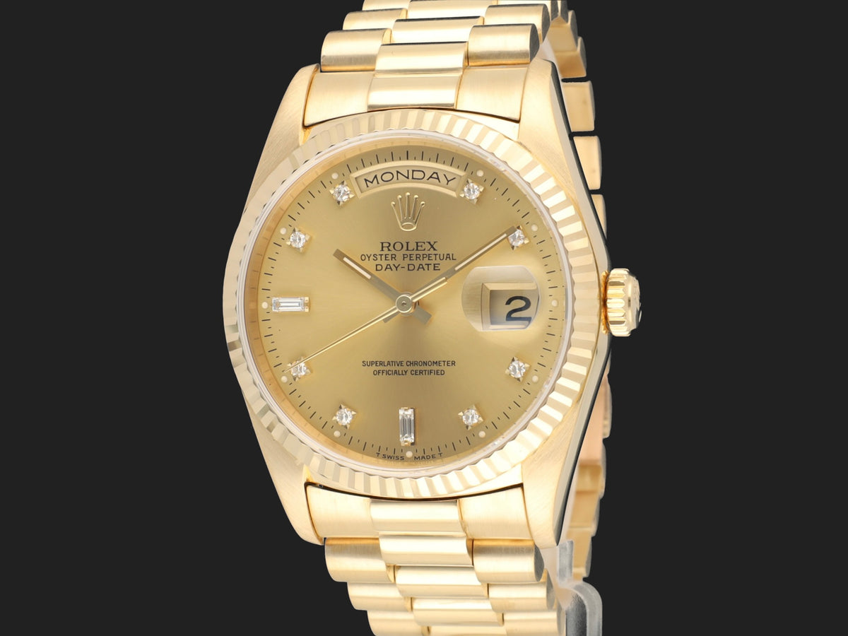 Rolex Day-Date 36 Yellow Gold Champagne Diamond Dial 18238 (1)