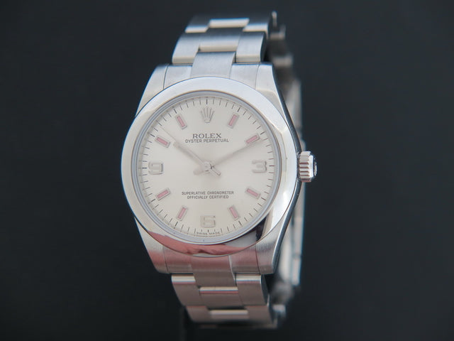 Rolex Oyster Perpetual Silver Dial with Pink Index