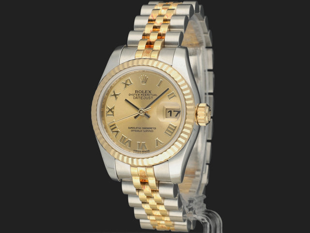 Rolex Lady-Datejust 26 Gold/Steel Champagne Roman Dial
