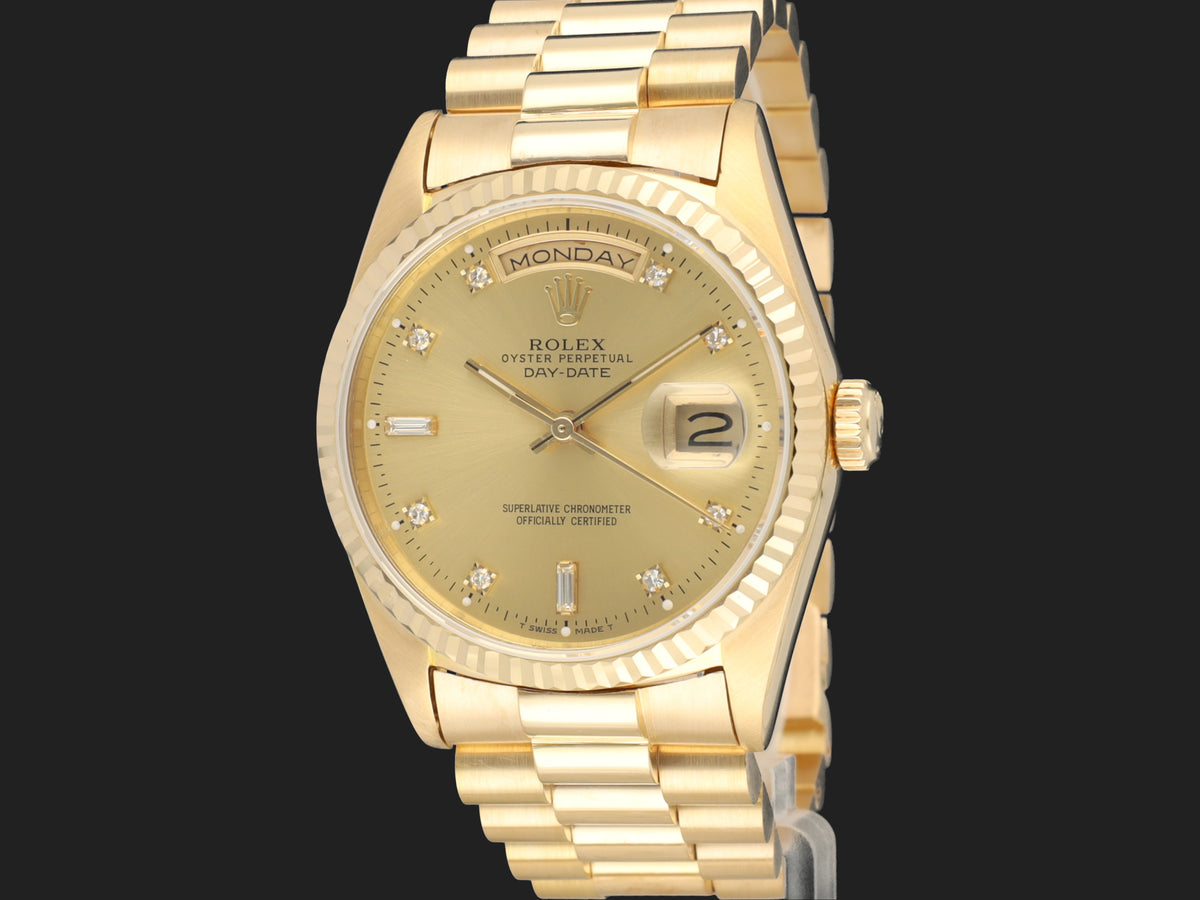 Rolex Day-Date 36 Yellow Gold Champagne Diamond Dial 18238 (1)