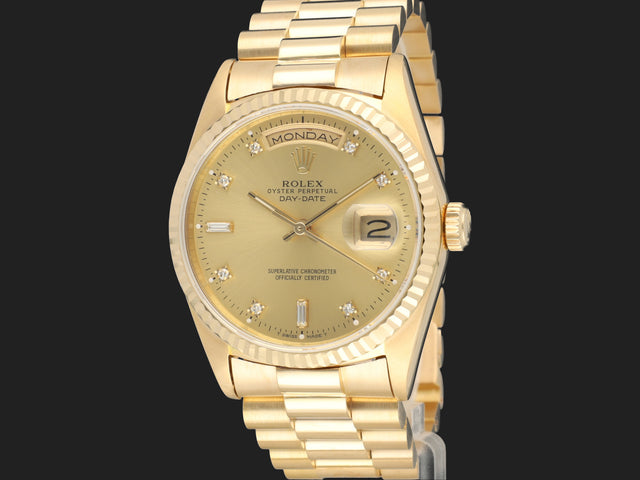 Rolex Day-Date 36 Yellow Gold Champagne Diamond Dial 18238