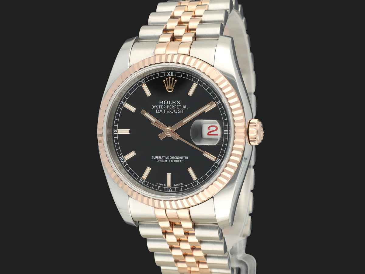 Rolex Datejust 36 Everose/Steel Black Dial 116231 (1)