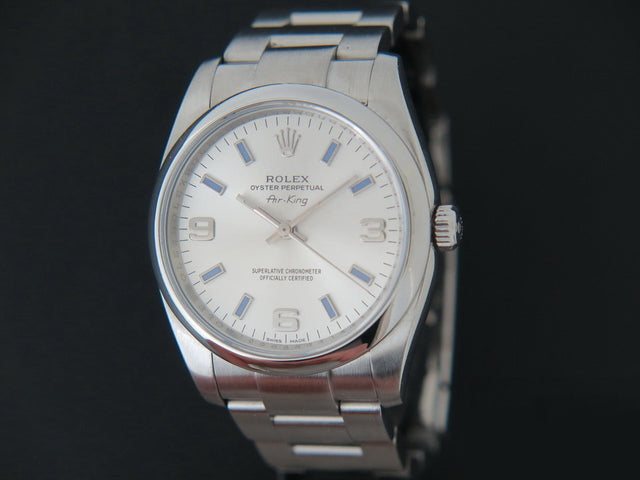 Rolex Air-King 3 6 9 Silver Dial With Purple Index