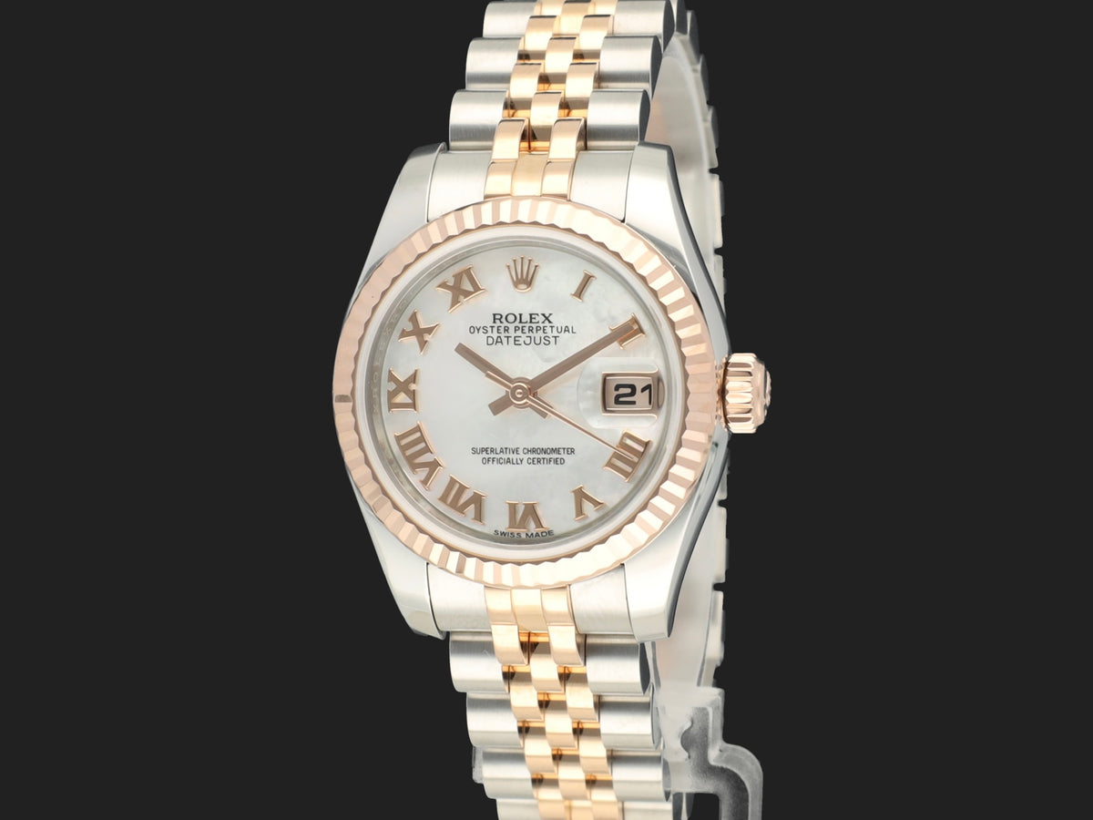 Rolex Lady-Datejust 26 Everose/Steel MOP Roman Dial 179171 (1)