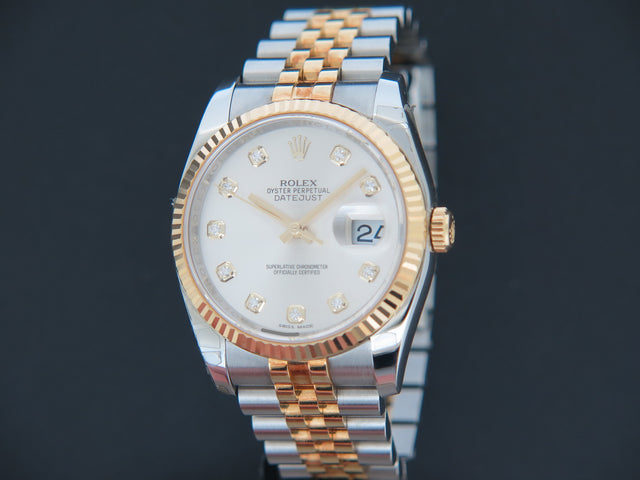 Rolex Datejust Gold/Steel Silver Diamond Dial