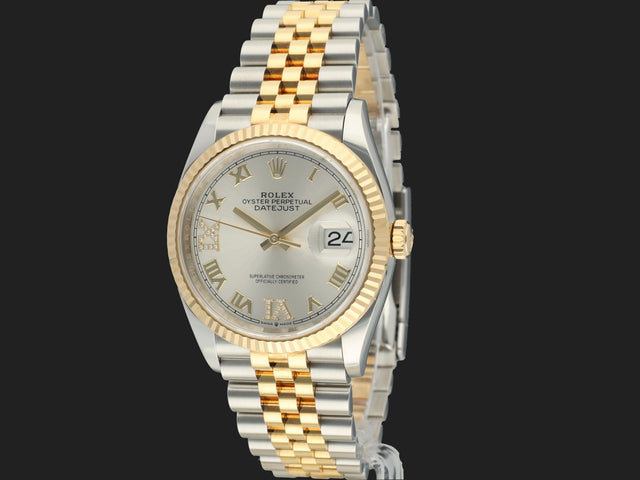 Rolex Datejust Gold/Steel Silver Diamond Dial