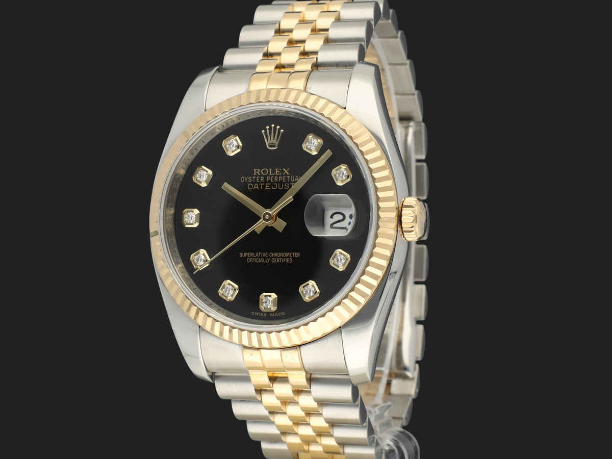Rolex Datejust 36 Gold/Steel Black Diamond Dial 116233 (1)