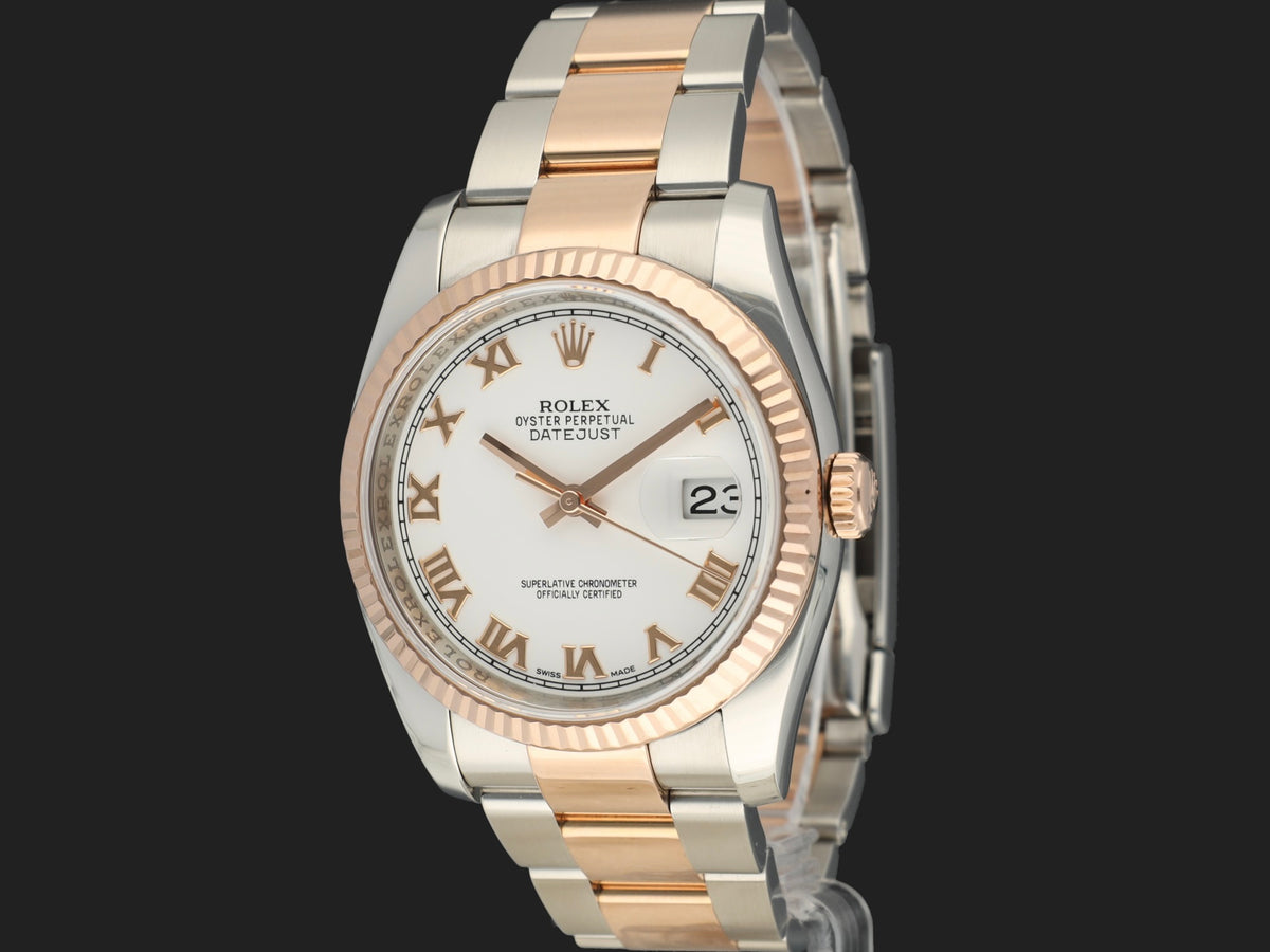Rolex Datejust 36 Everose/Steel White Roman Dial 116231 (1)