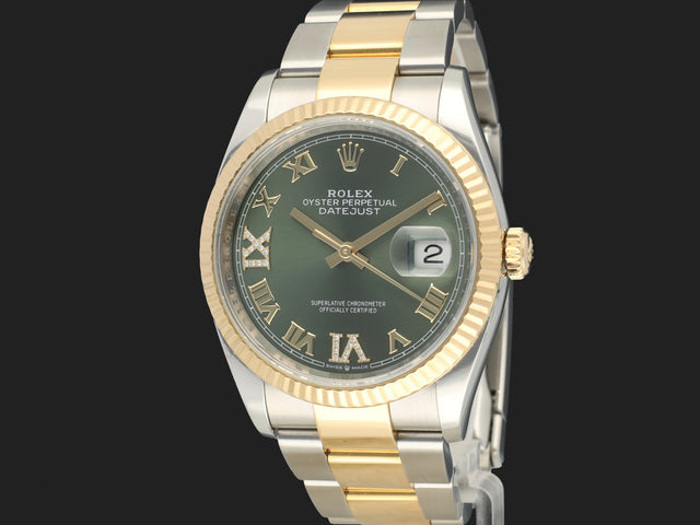 Rolex Datejust Gold/Steel Green Diamond Dial 126233