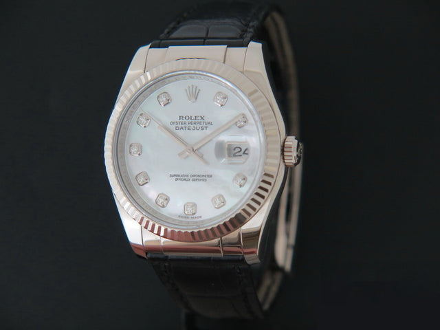 Rolex Datejust White Gold Diamond Mother Of Pearl Dial