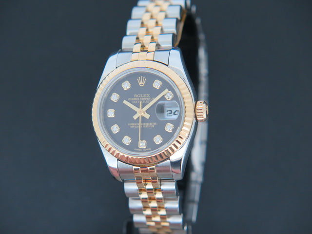 Rolex Lady-Datejust Gold/Steel Black Diamond Dial