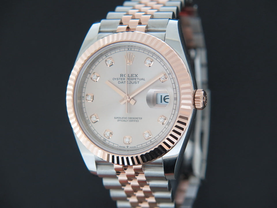 Rolex Datejust 41 Everose/Steel Diamond Dial NEW 126331 326934 (1)