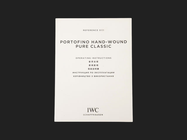 IWC Portofino Hand-Wound Classic Operating Instructions Booklet