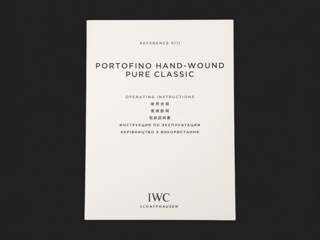 IWC Portofino Hand-Wound Classic Operating Instructions Booklet