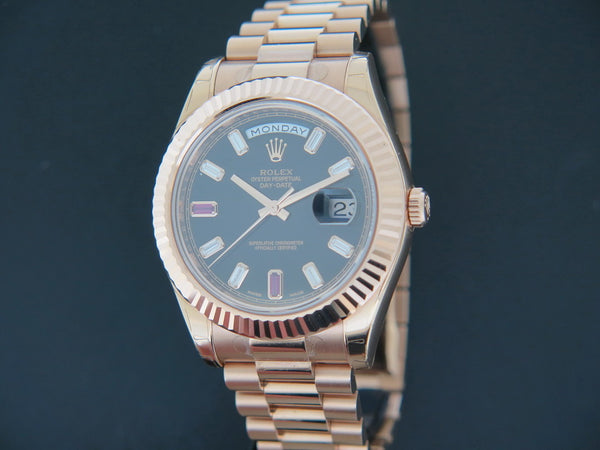 Rolex Day-Date II Everose Diamond Ruby Dial