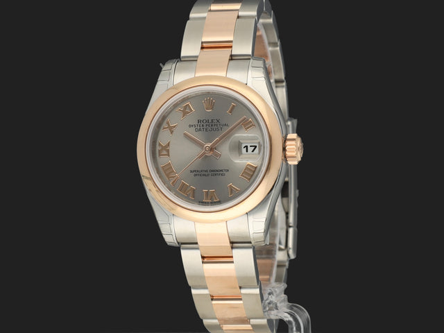 Rolex Lady-Datejust 28 Everose/Steel Rhodium Roman Dial 179161 NEW
