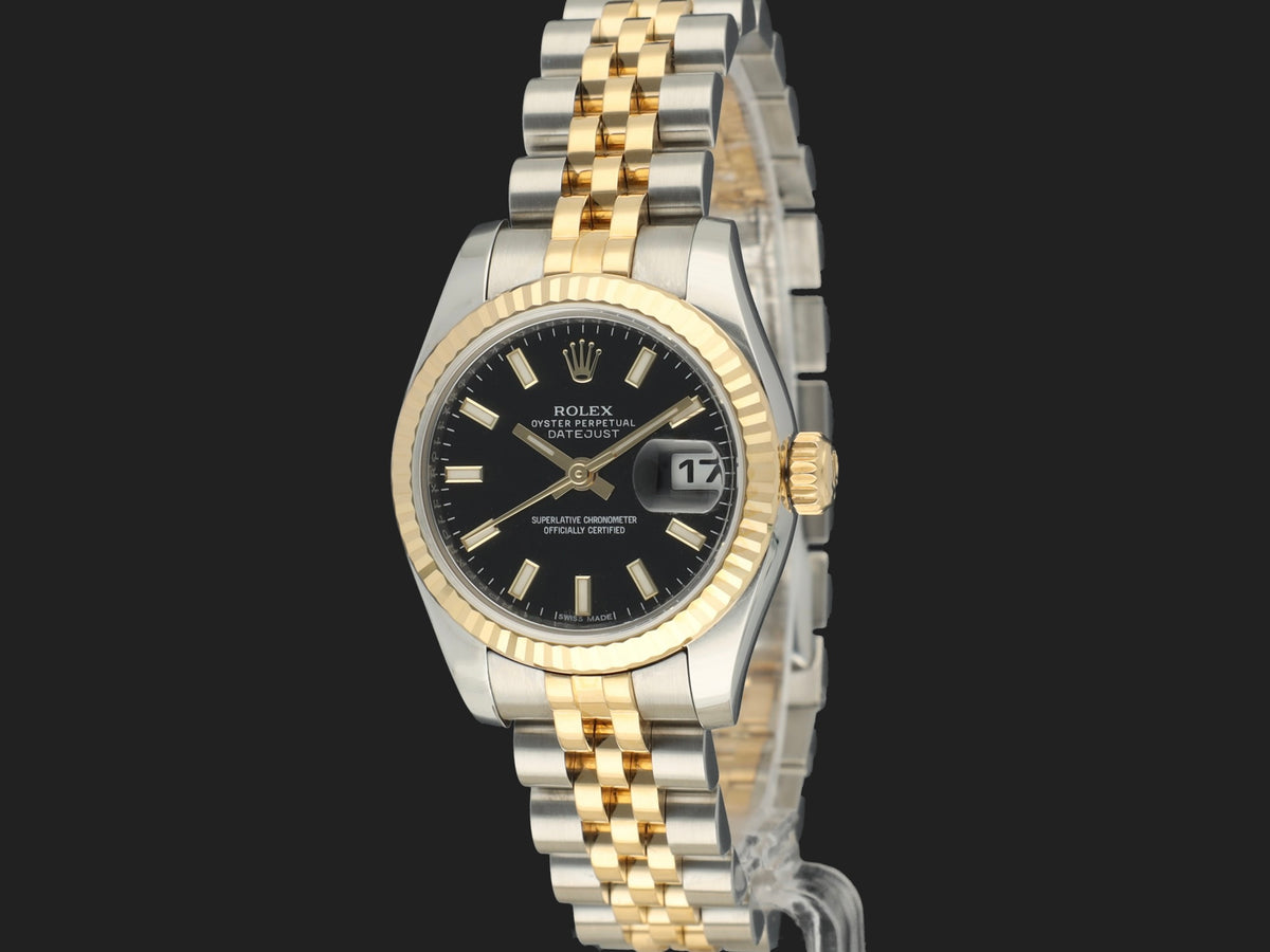 Rolex Lady-Datejust 26 Gold/Steel Black Dial 179173 (1)