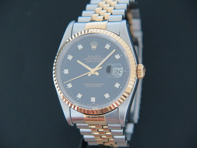Rolex Datejust Gold/Steel Black Diamond Dial