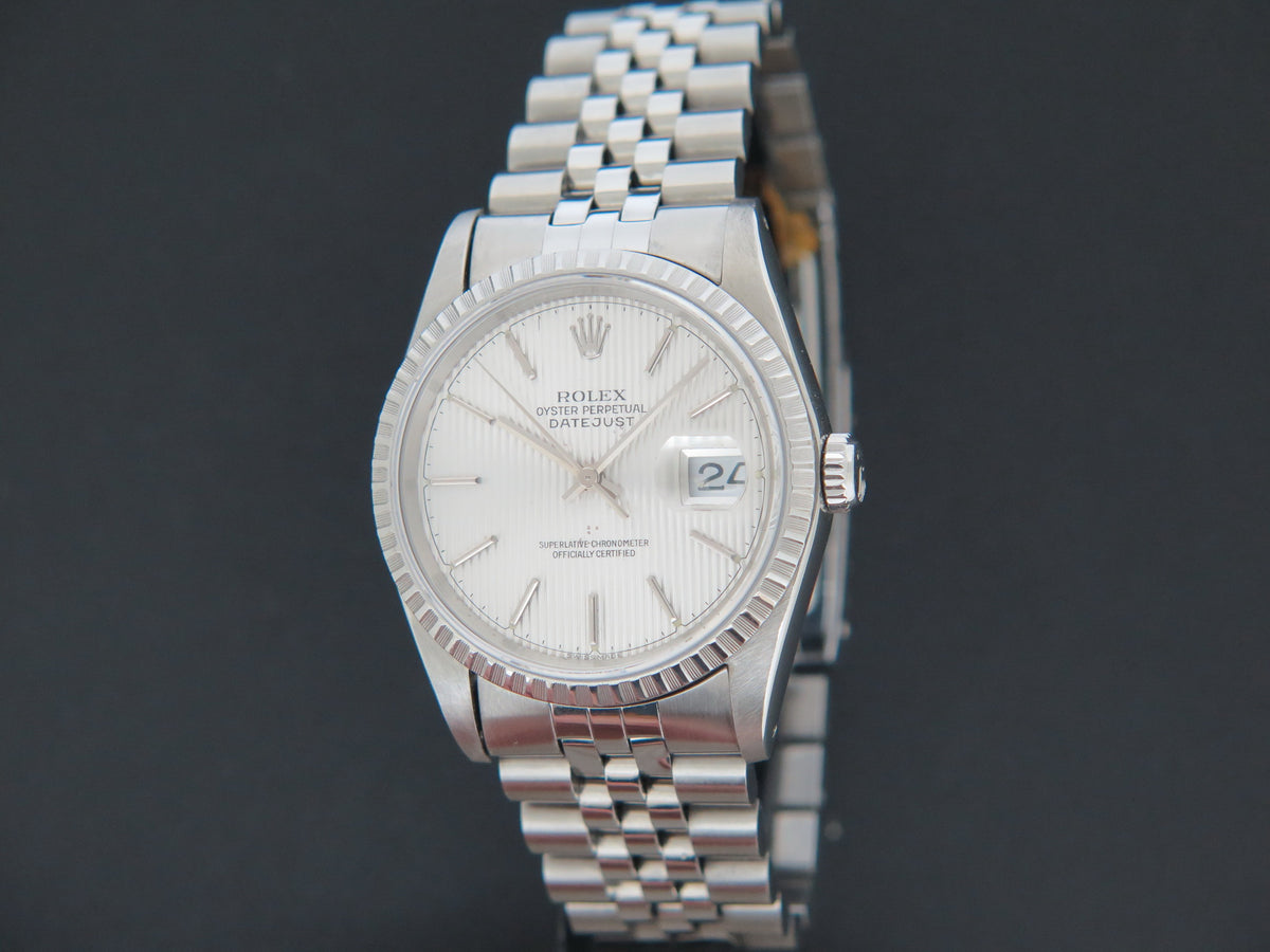 Rolex Datejust Silver Tapestry Dial 16220 (1)